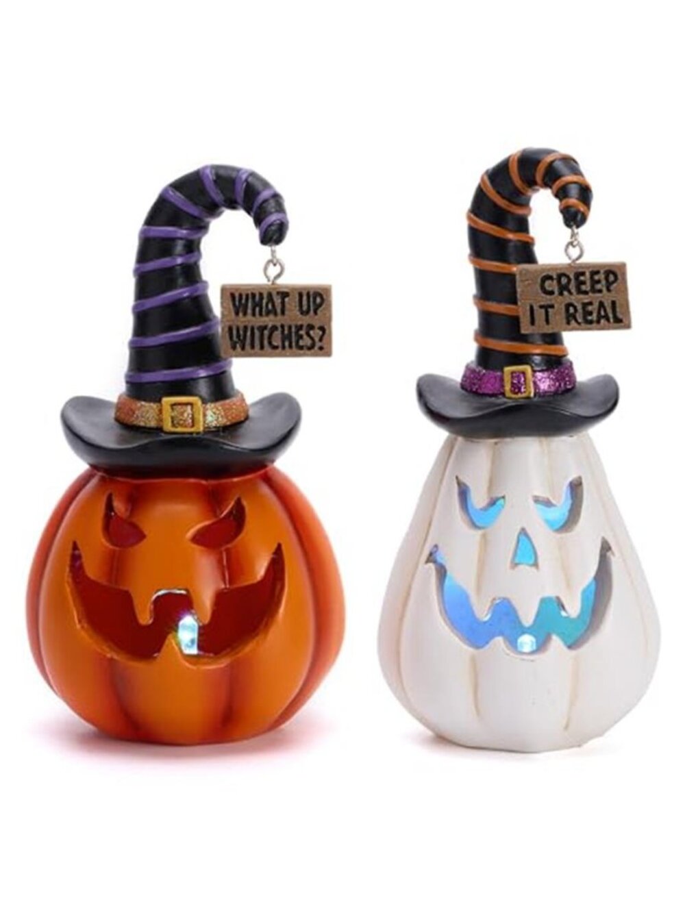 Pumpkin Halloween Decorations Indoor for Home 2Pcs Resin